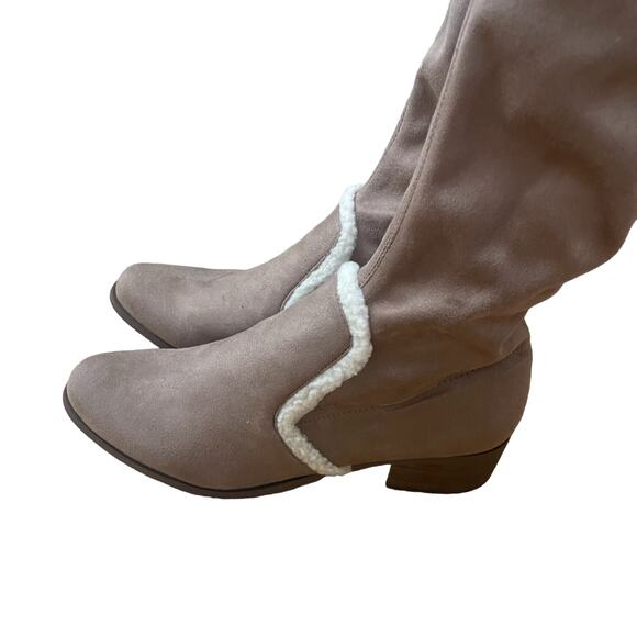 Charles David Gunter Taupe Over The Knee suede shearling Trim Boots Size 9.5 - Picture 7 of 10